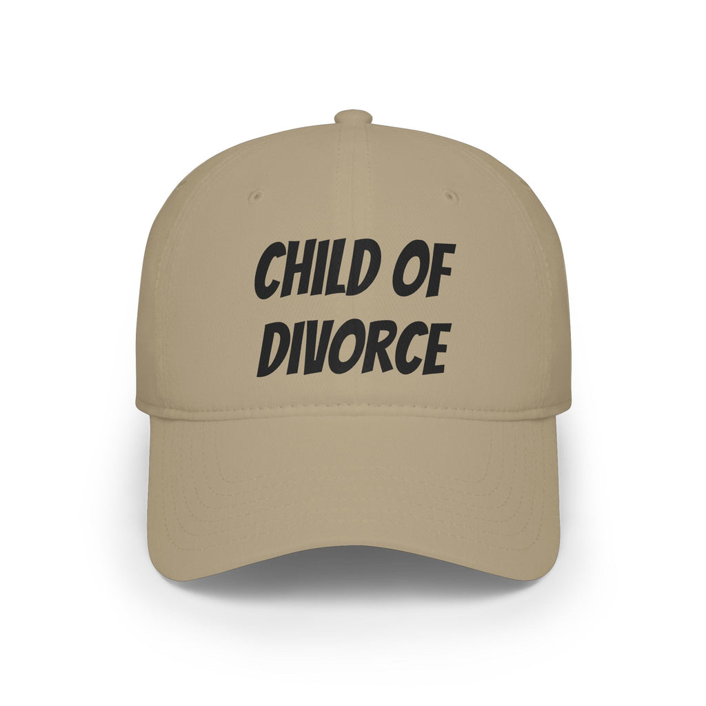 Child of Divorce Baseball Cap — Red Low-Profile Hat with Bold Text