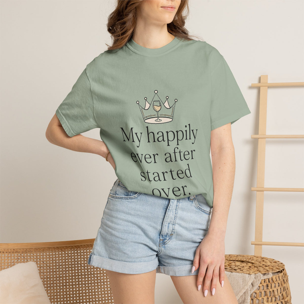 Divorced & Thriving Shirt "My Happily Ever After Started Over" | Funny Wine Crown Graphic Tee | Divorce Party Gift for Her | Self Love Sarcastic Shirt