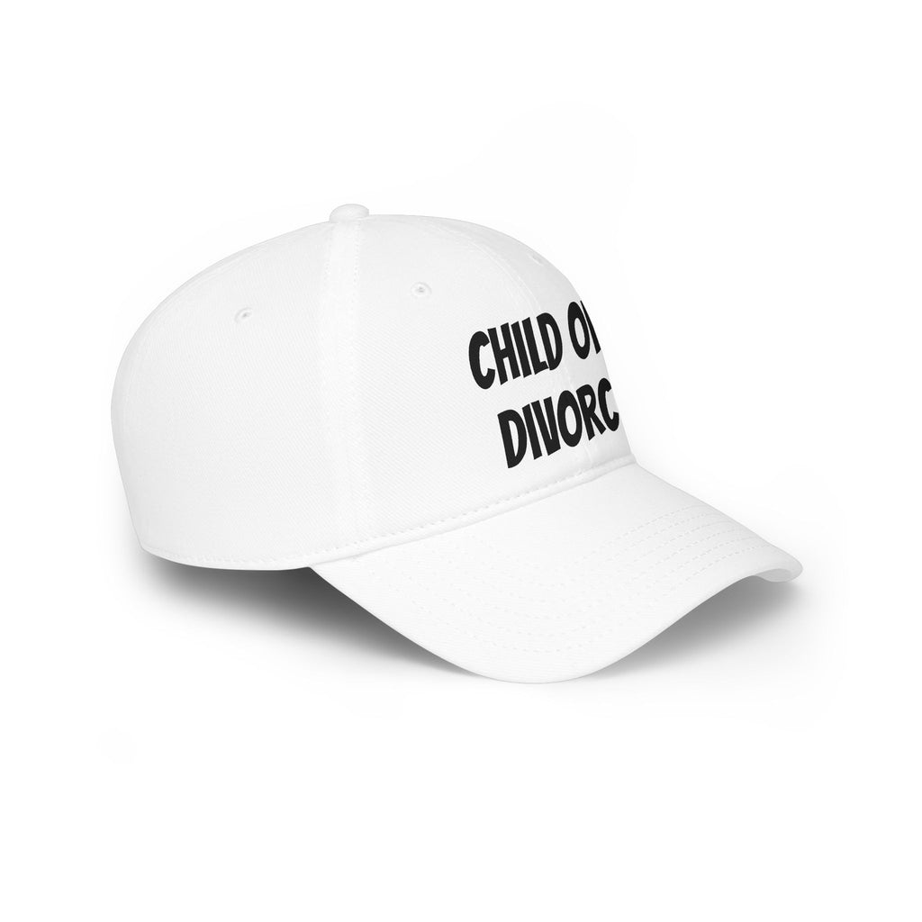 Child of Divorce Baseball Cap — Red Low-Profile Hat with Bold Text