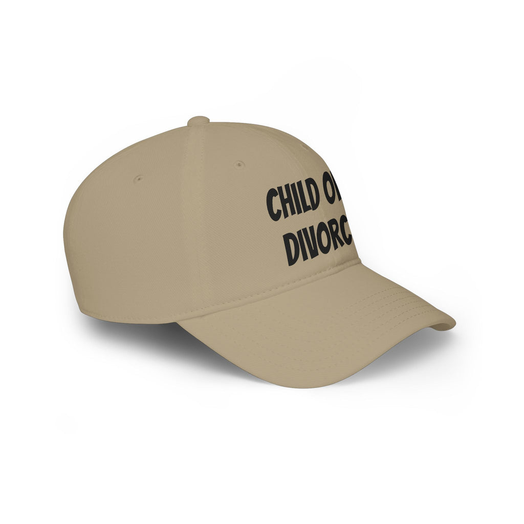 Child of Divorce Baseball Cap — Red Low-Profile Hat with Bold Text