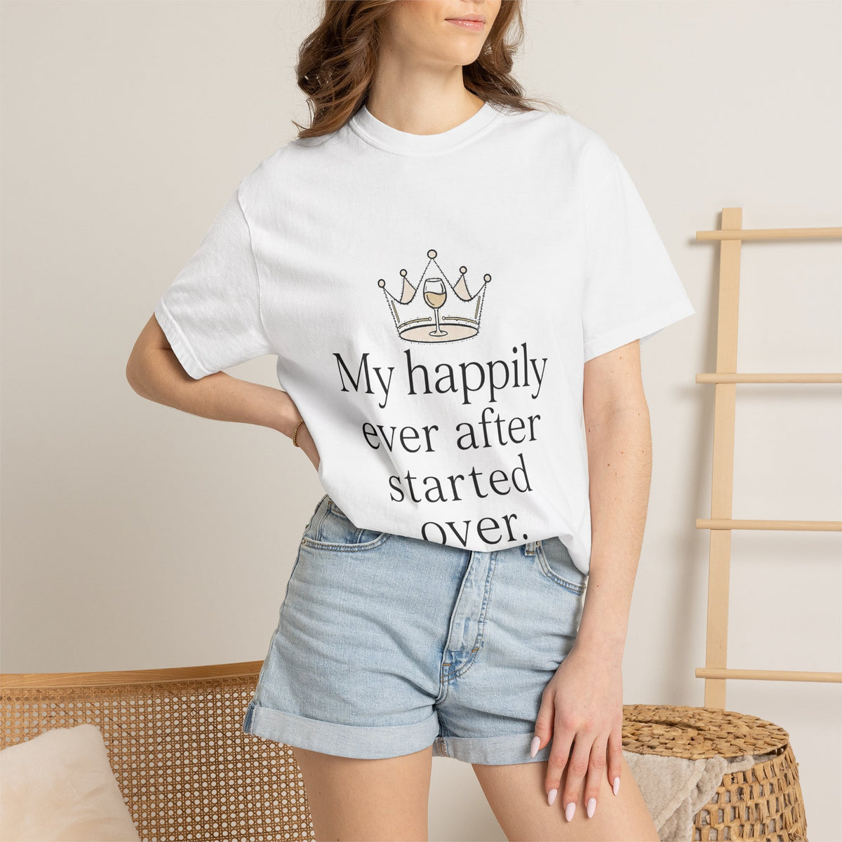 Divorced & Thriving Shirt "My Happily Ever After Started Over" | Funny Wine Crown Graphic Tee | Divorce Party Gift for Her | Self Love Sarcastic Shirt