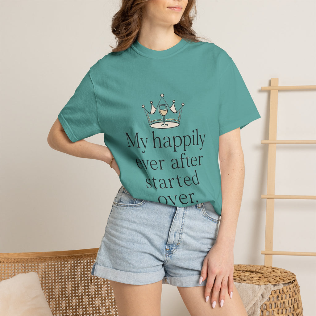 Divorced & Thriving Shirt "My Happily Ever After Started Over" | Funny Wine Crown Graphic Tee | Divorce Party Gift for Her | Self Love Sarcastic Shirt