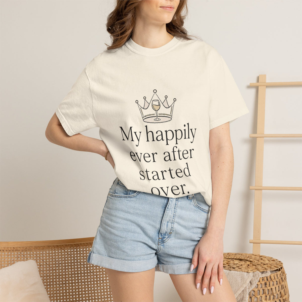 Divorced & Thriving Shirt "My Happily Ever After Started Over" | Funny Wine Crown Graphic Tee | Divorce Party Gift for Her | Self Love Sarcastic Shirt