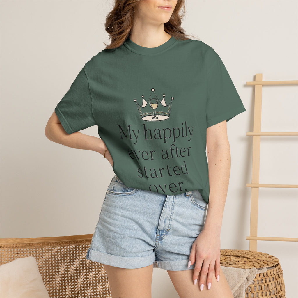 Divorced & Thriving Shirt "My Happily Ever After Started Over" | Funny Wine Crown Graphic Tee | Divorce Party Gift for Her | Self Love Sarcastic Shirt