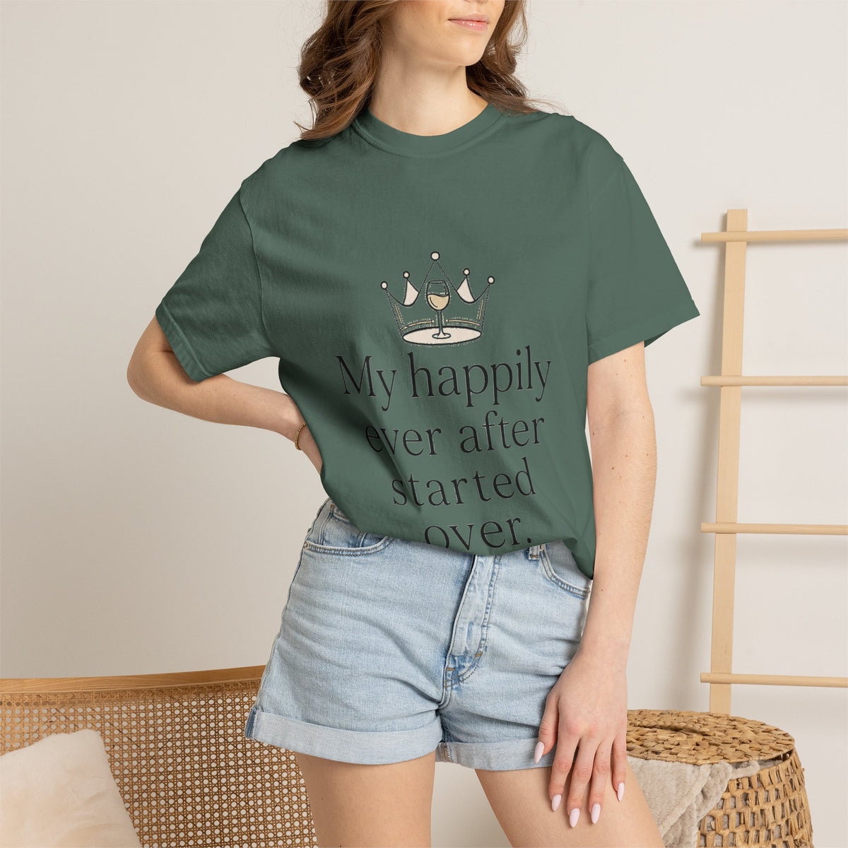 Divorced & Thriving Shirt "My Happily Ever After Started Over" | Funny Wine Crown Graphic Tee | Divorce Party Gift for Her | Self Love Sarcastic Shirt