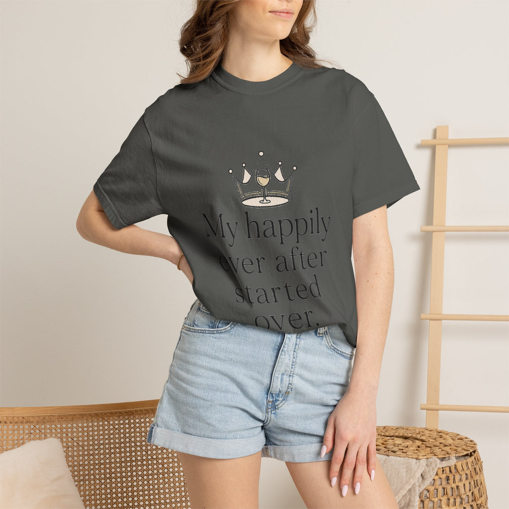 Divorced & Thriving Shirt "My Happily Ever After Started Over" | Funny Wine Crown Graphic Tee | Divorce Party Gift for Her | Self Love Sarcastic Shirt