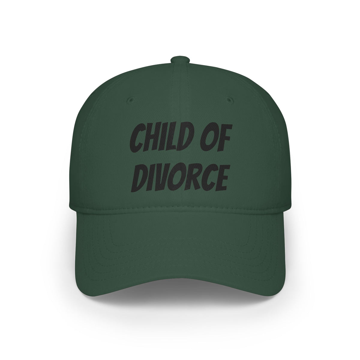 Child of Divorce Baseball Cap — Red Low-Profile Hat with Bold Text