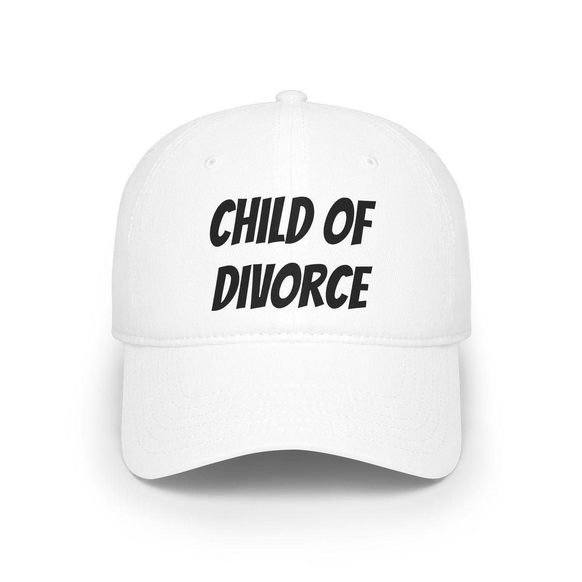 Child of Divorce Baseball Cap — Red Low-Profile Hat with Bold Text