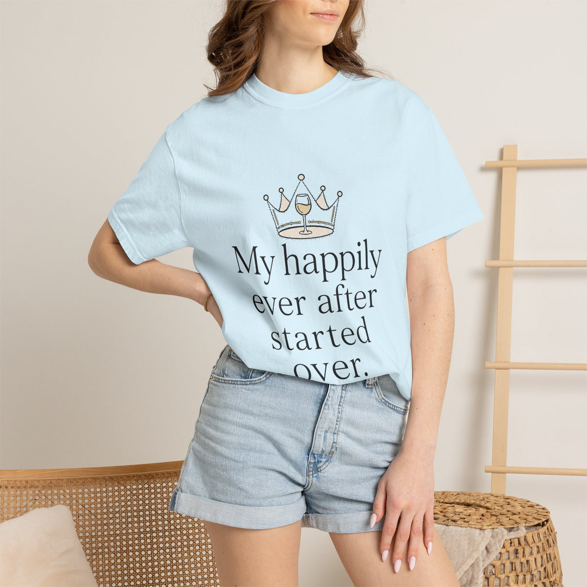 Divorced & Thriving Shirt "My Happily Ever After Started Over" | Funny Wine Crown Graphic Tee | Divorce Party Gift for Her | Self Love Sarcastic Shirt
