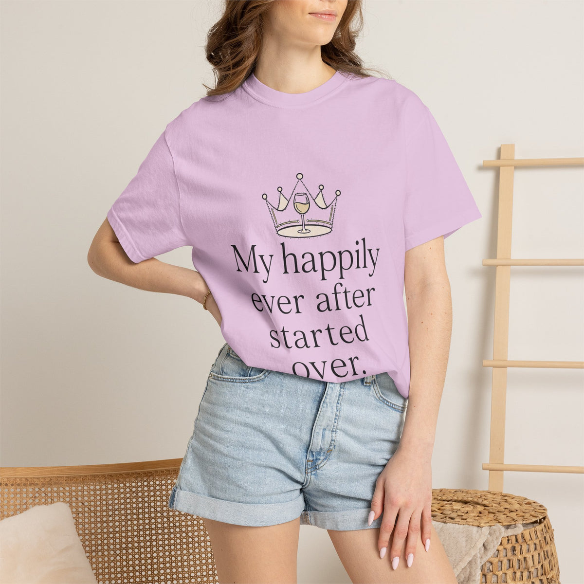 Divorced & Thriving Shirt "My Happily Ever After Started Over" | Funny Wine Crown Graphic Tee | Divorce Party Gift for Her | Self Love Sarcastic Shirt
