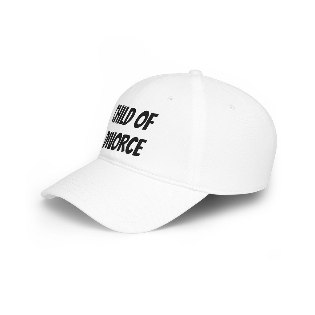 Child of Divorce Baseball Cap — Red Low-Profile Hat with Bold Text