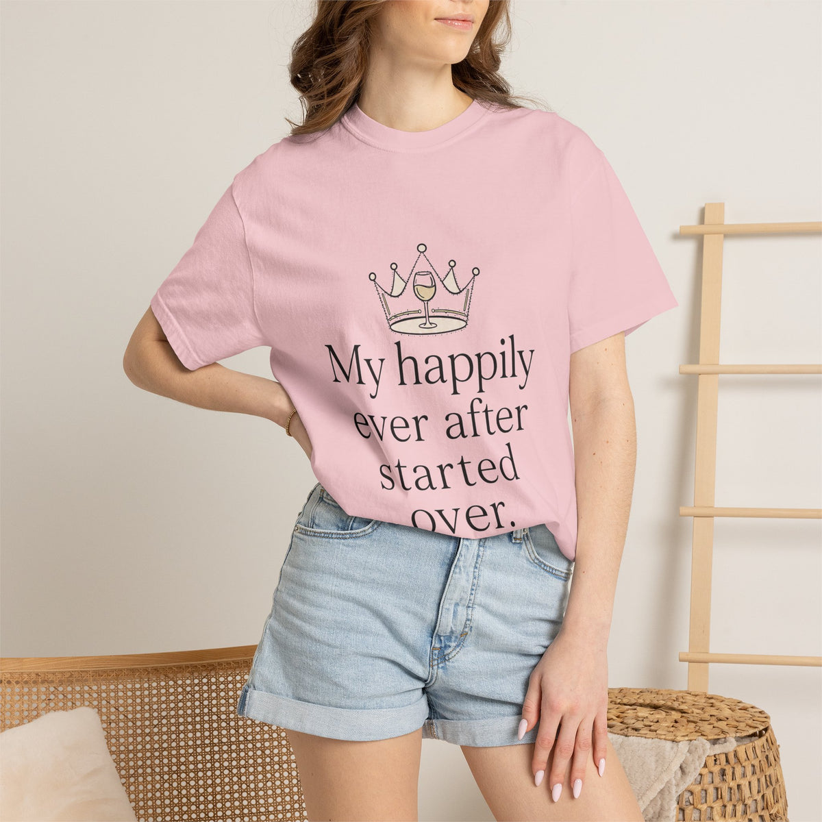 Divorced & Thriving Shirt "My Happily Ever After Started Over" | Funny Wine Crown Graphic Tee | Divorce Party Gift for Her | Self Love Sarcastic Shirt