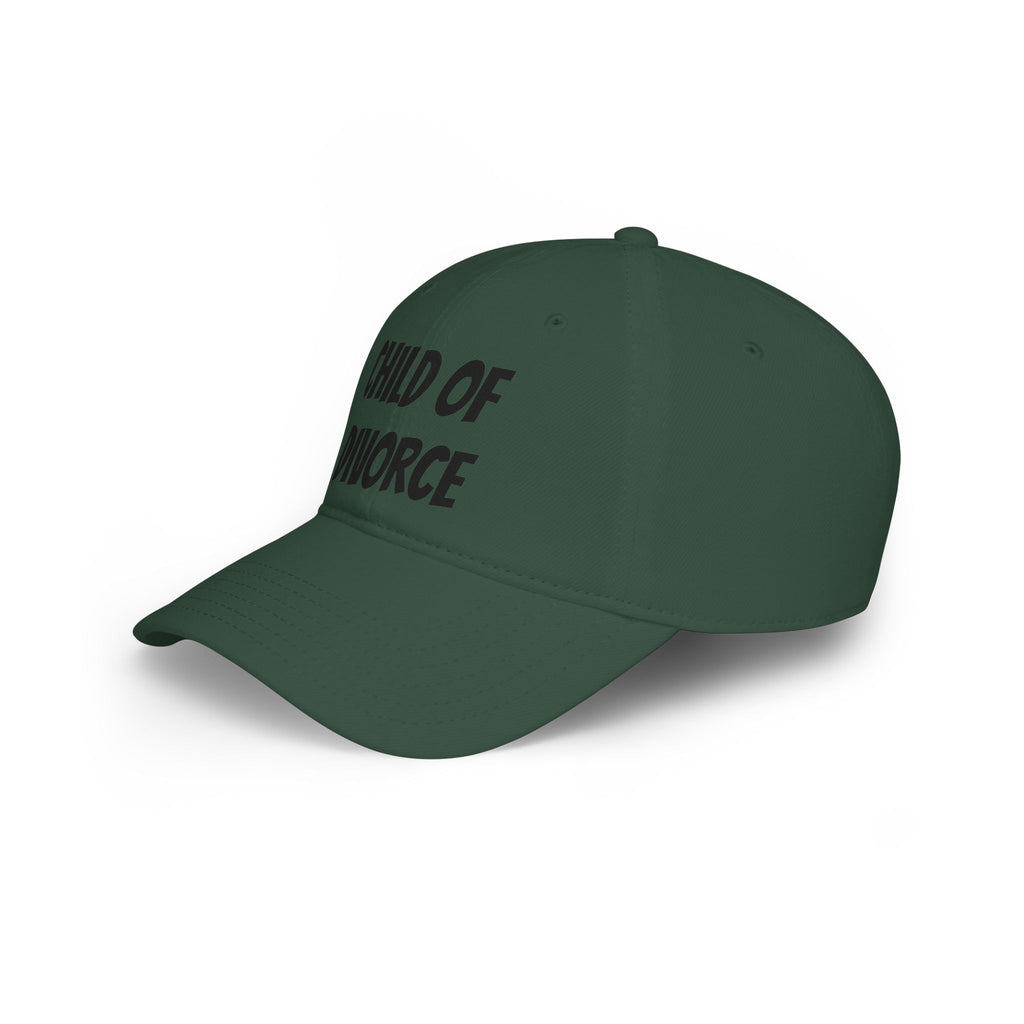 Child of Divorce Baseball Cap — Red Low-Profile Hat with Bold Text