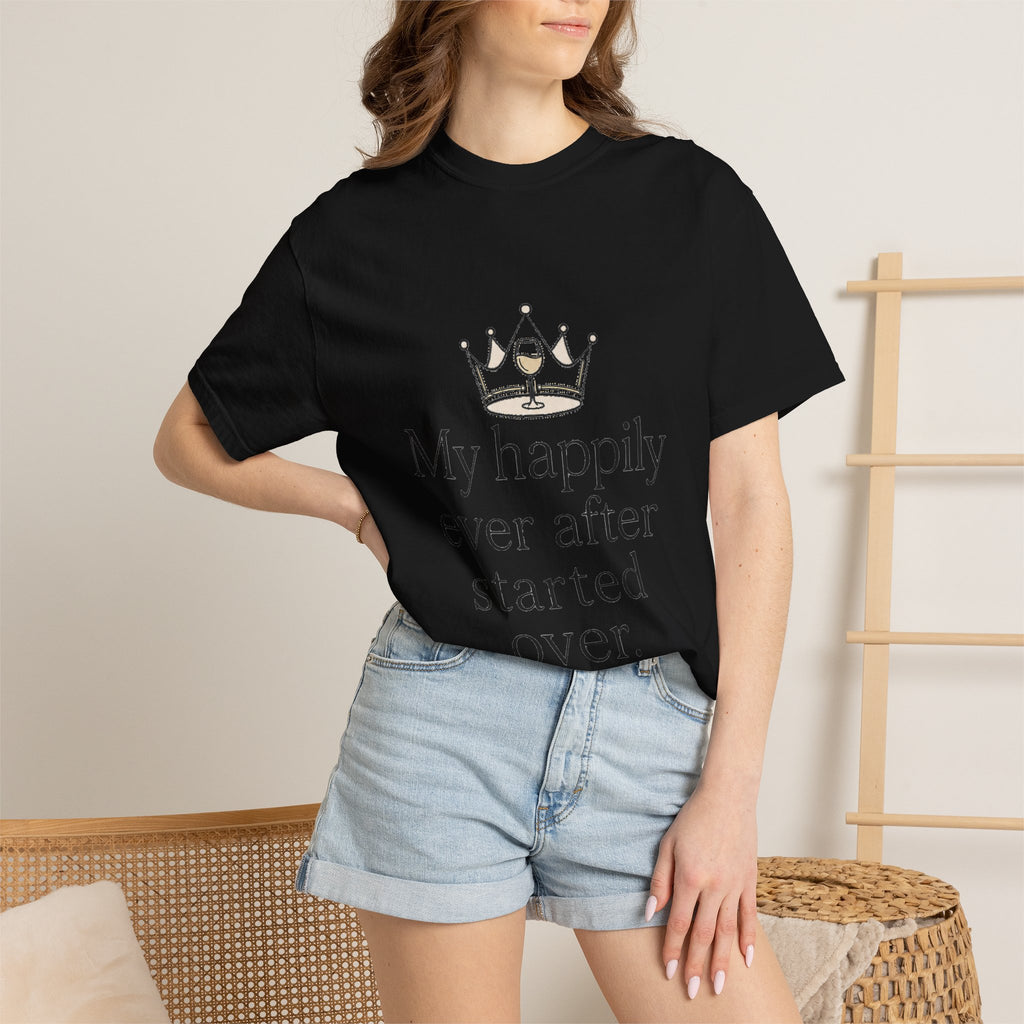 Divorced & Thriving Shirt "My Happily Ever After Started Over" | Funny Wine Crown Graphic Tee | Divorce Party Gift for Her | Self Love Sarcastic Shirt