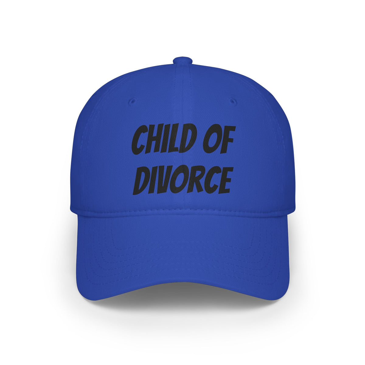 Child of Divorce Baseball Cap — Red Low-Profile Hat with Bold Text