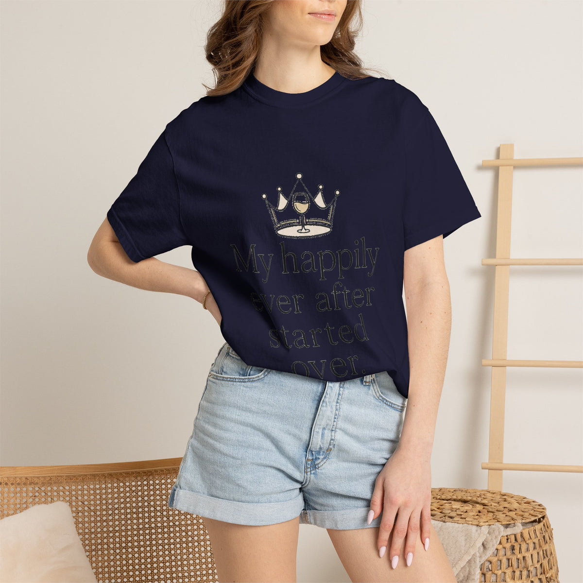 Divorced & Thriving Shirt "My Happily Ever After Started Over" | Funny Wine Crown Graphic Tee | Divorce Party Gift for Her | Self Love Sarcastic Shirt